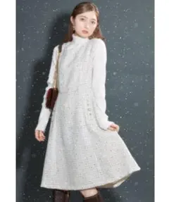 新品未開封＊トッコ　スパンコールビジューポケットツイードワンピース　オケージョン