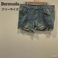 古着✨️Bermuda 【フリーサイズ】ショートパンツ 淡い青 短パン ジーンズ