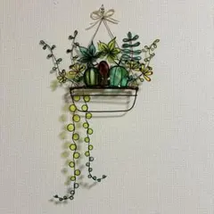 ハンドメイド　ワイヤーアート　ワイヤークラフト☆壁飾りグリーン2
