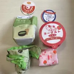 布小物作家ぎゅっと。の牛乳エコバックと ヨーグルト ミニタオル タグ付き