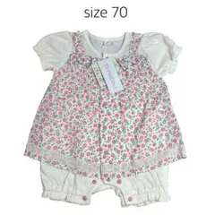 【size 70】新品未使用 ELFINDOLL 花柄ロンパース　アイボリーのサムネイル