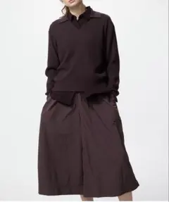【美品】UNIQLO ウォッシャブルニットリブポロセーター