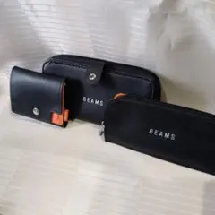 BEAMS まとめ　コンパクトウォレット カードケース コインケース 黒のサムネイル