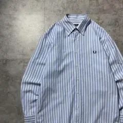 90s Fred Perry　月桂樹　刺繍ロゴ　ストライプ　ボタンダウンシャツ