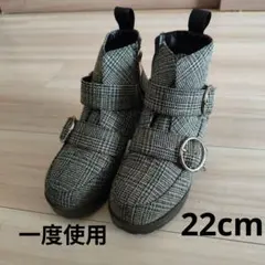 編み上げブーツ　キッズ　子供　ブーツ　２２cm　ダンス　発表会　グレー