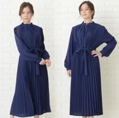 入学式 卒業式 ネイビー プリーツ ワンピース Sサイズ