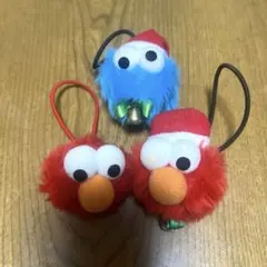 エルモ　クッキーモンスター ヘアゴム　鈴　ユニバ　USJ クリスマス　サンタ