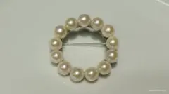 あこや真珠 約6.5mm前後珠 リングブローチ サークルブローチ Sカラー