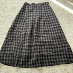 チェック柄 フレアロングスカート