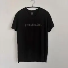 REPLAY Tシャツ Vネック 黒 リプレイ Y2Kのサムネイル