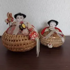 いづめこ人形日本人形 2体セット 籐の籠入り