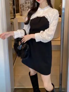 GRL　花柄刺繍ボレロドッキングミニワンピース[tu455]