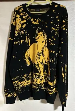 HUF 馬グラフィック クルーネックセーター M 黒/黄のサムネイル