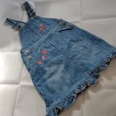 130★oshkosh オシュコシュ　キッズデニムジャンバースカート 　花