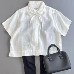 MargaretHowell(マーガレットハウエル) 半袖シャツブラウス サイズ1 S レディース美品  - アイボリー 麻 MARGARET HOWELL - MargaretHowell(マーガレットハウエル) 半袖シャツ