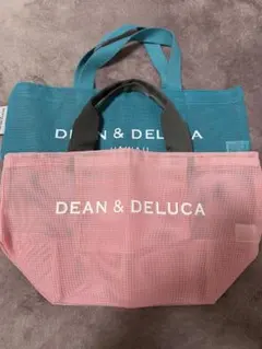 新品★ディーン＆デルーカ メッシュトートバッグ Sサイズ グリーン&ピンク