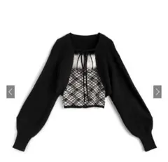 GRL アーガイル柄ファーキャミソール×ボレロニットアンサンブル[an1840]