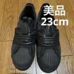 adidas 23cm ブラック スニーカー スリッポン
