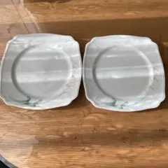 ノリタケ　胡蝶蘭　四角形ケーキ皿 ペア2枚セット