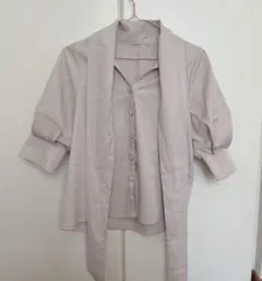 ロングカフスリボンタイブラウス