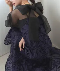 andresd niana フロッキードットパンツドレス オケージョンドレス S