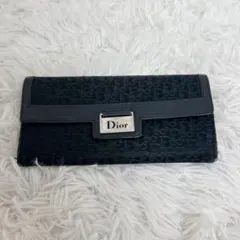 ✨激レア✨ クリスチャンディオール 長財布 ロゴプレート トロッター柄 ブラック