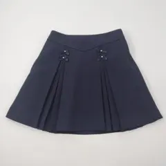 【美品】CHOPIN deux ネイビー プリーツスカート リボン付き