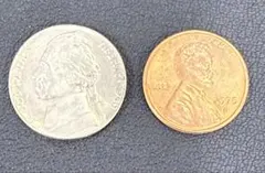 アメリカ　旧硬貨　 2点まとめ 1959年5セント　1975年1セント