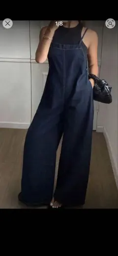 ダークデニム ワイドレッグオーバーオール【美品】