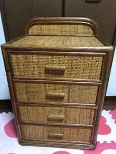 エスニック 昭和レトロ ラタン 藤 4段棚  ランドリーラック 4段チェスト