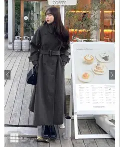 【即日発送】襟3Wayベルト付きフェイクウールトレンチコート[ze783] M