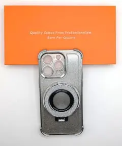 iPhone 15 Pro Max用　ケース スタンド機能付き シルバーのサムネイル