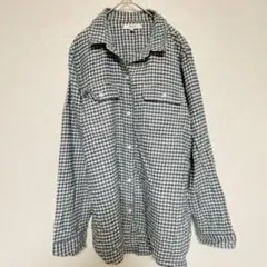メイドウェル フランネルシャツ チェック柄 厚手 コットン M 青白 羽織りのサムネイル