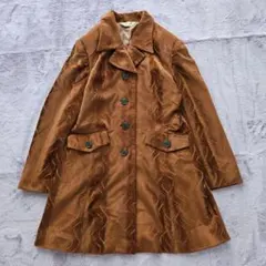 ヴィンテージコート　ベロア　レトロ　アンティーク　ロングジャケット　古着