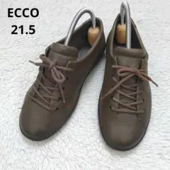 【ECCO】ブラウン レザー レースアップシューズ21.5EEスニーカーのサムネイル