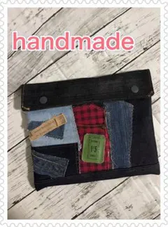 デニムリメイクバック　ハンドメイドバック　 マルチポーチ　商品説明お読みください