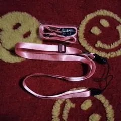 ピンク サテンリボン ストラップ　新品未使用　2個セット　スマホ　ミニファン　等