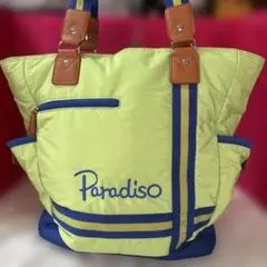 Paradiso ストライプ トートバッグ 黄緑/青