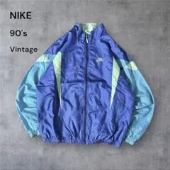 【879】90年代NIKEナイロンジャケット刺繍ロゴ短丈マルチカラーヴィンテージ