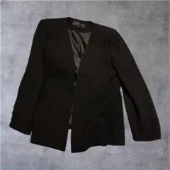 SOIR BENIR 東京ソワール ノーカラージャケット 11号 ブラック