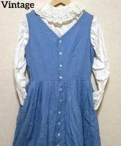 Vintage　ストライプ ノースリーブ ワンピース　ジャンパースカートのサムネイル