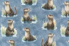 【ゆきちゃん限定】X2290-1 カワウソ柄 デニムブルー コットン生地 1m