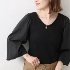 美品✨スピックアンドスパン　オープンバックニット　ブラック　バルーンスリーブ