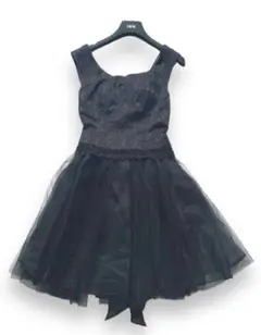 ★新品★ワンピース シフォン ドレス レース ノースリ ショートドレス ブラック