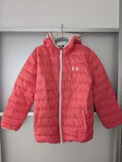 UA フーデッドダウンジャケット ダウン90% YXL 160 PNK