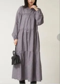 【新品）ナチュラルビューティーベーシック2wayプリントロングワンピース