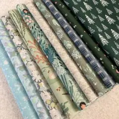 希少USA輸入生地はぎれ10枚⭐︎グリーンA⭐︎まとめ売り⭐︎カットクロスパッチワーク