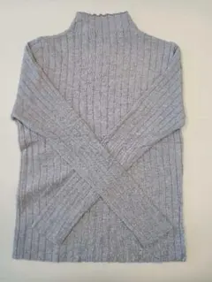 M*m様 【フリーサイズ】リブ ハイネック ニット セーター グレー シンプル