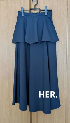 HER. ネイビーブルーフリルフレアスカート 2way ロングスカートのサムネイル