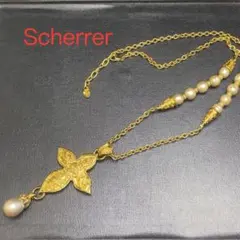 ビンテージ 極希少 JLS ジャンルイシェレル ゴールド パール 彫刻ネックレス